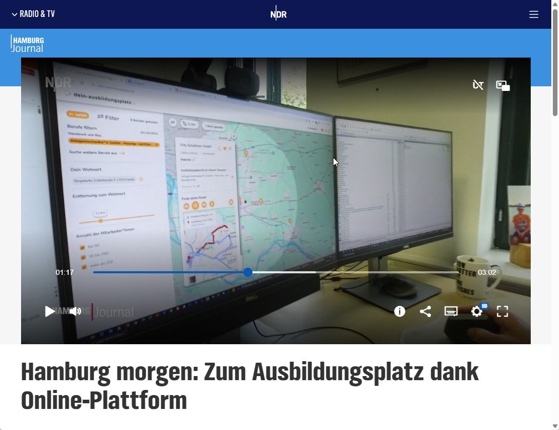 dein-Ausbildungsplatz.de beim NDR Hamburg Journal (Die Bildrechte liegen bei dem Verfasser der Mitteilung.)