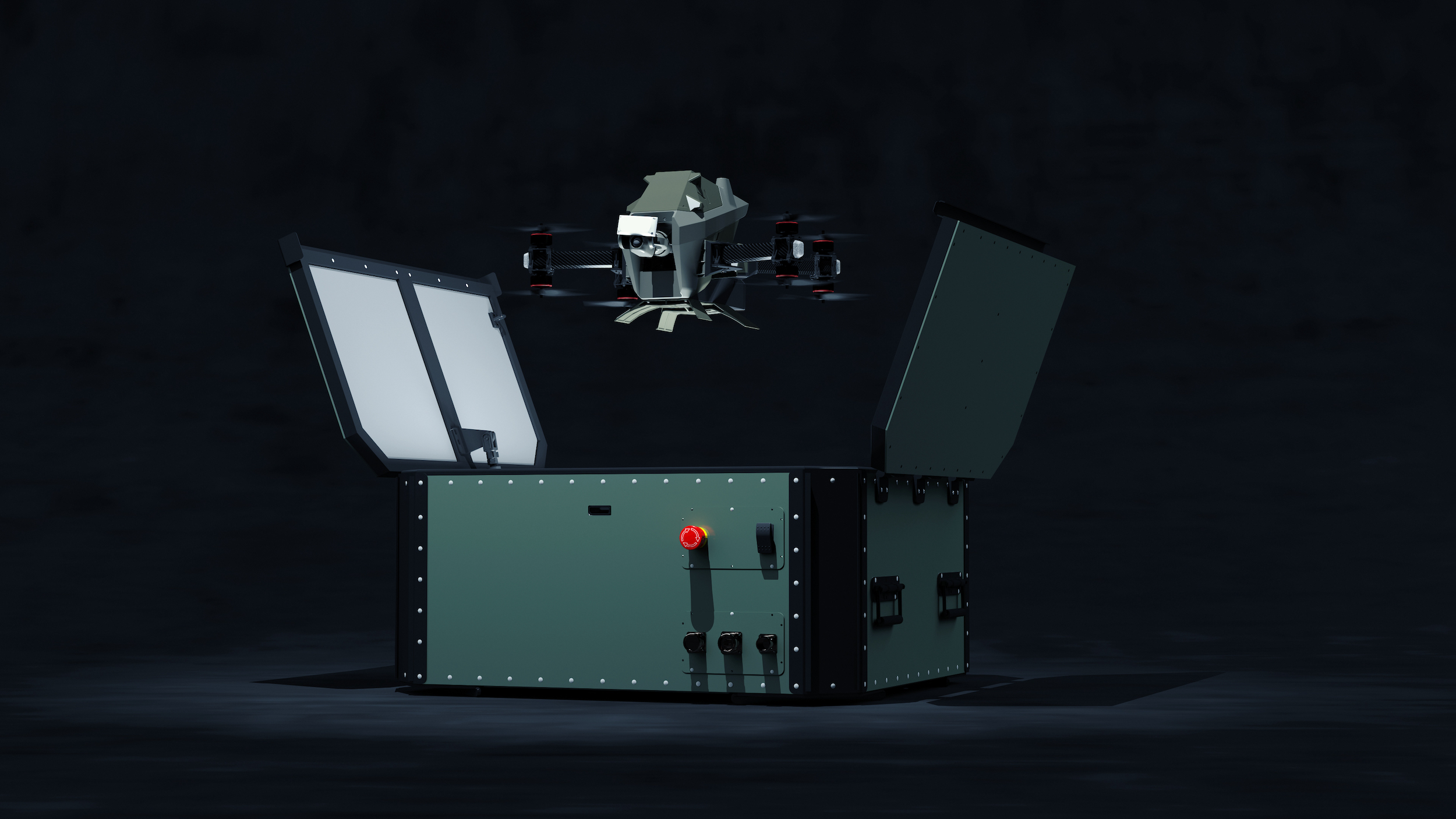 Schließt Sicherheitslückenüber offenem Gelände: SecuriDrone Interceptor Iron Drone fliegt bis 180 k (Bildquelle: Securiton Deutschland)