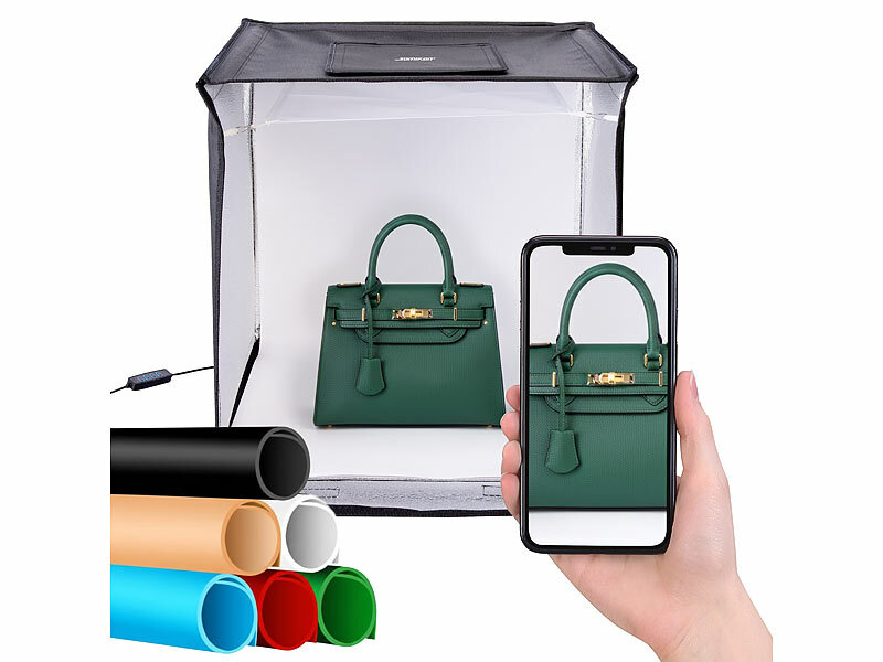 Somikon Fotobox zum Fotografieren, faltbar, mit LED-Licht, 40x 0 x40 cm/60x60x60 cm, www.pearl.de (Die Bildrechte liegen bei dem Verfasser der Mitteilung.)