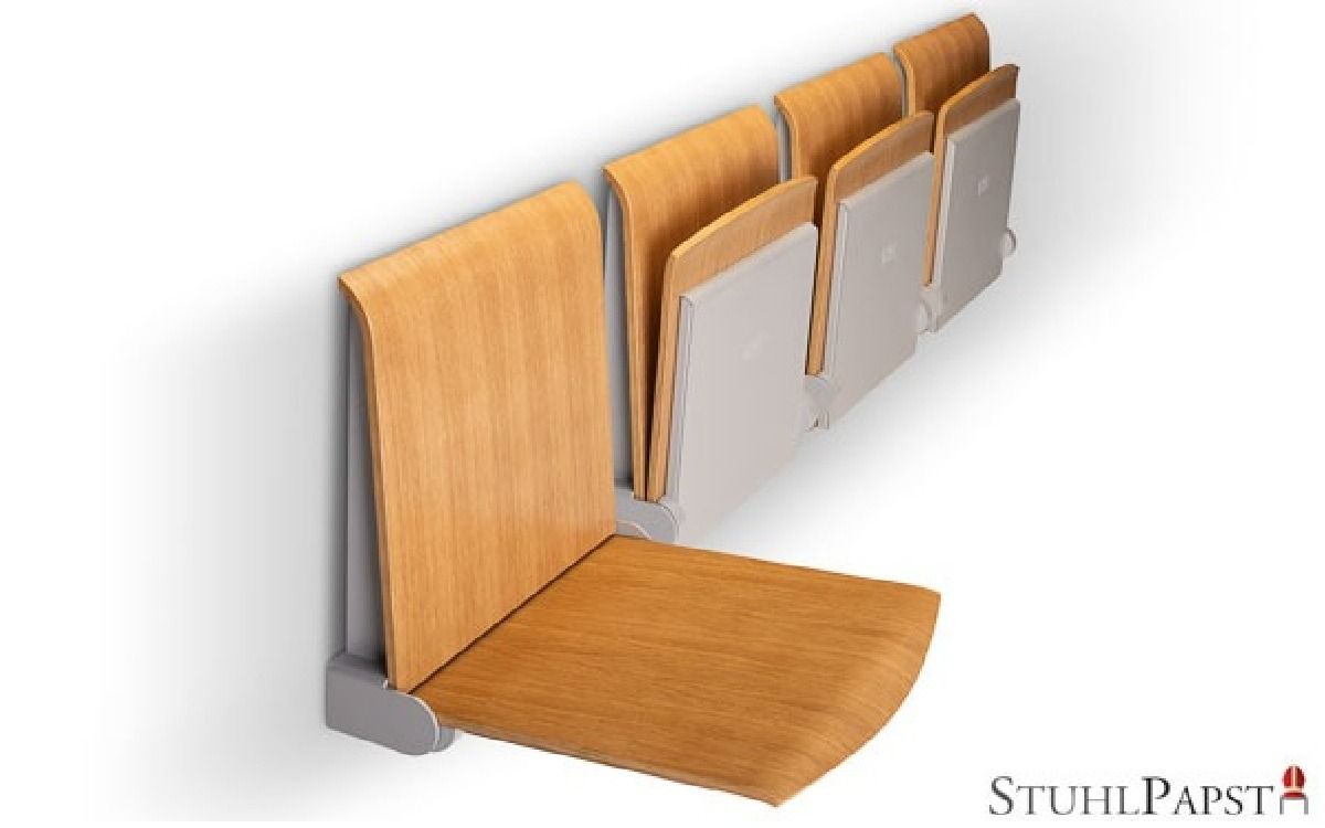 Klappbare Wandsitze machen Fluchtwege frei, sobald sie gebraucht werden (© Möbelpapst GmbH)