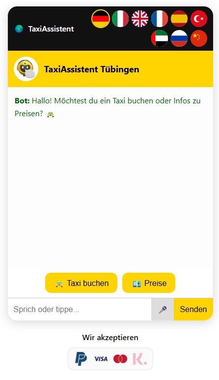Der digitale Taxi-Preisrechner von Renna Taxi Tübingen mit automatischer Rechnungsstellung für Firme (Die Bildrechte liegen bei dem Verfasser der Mitteilung.)