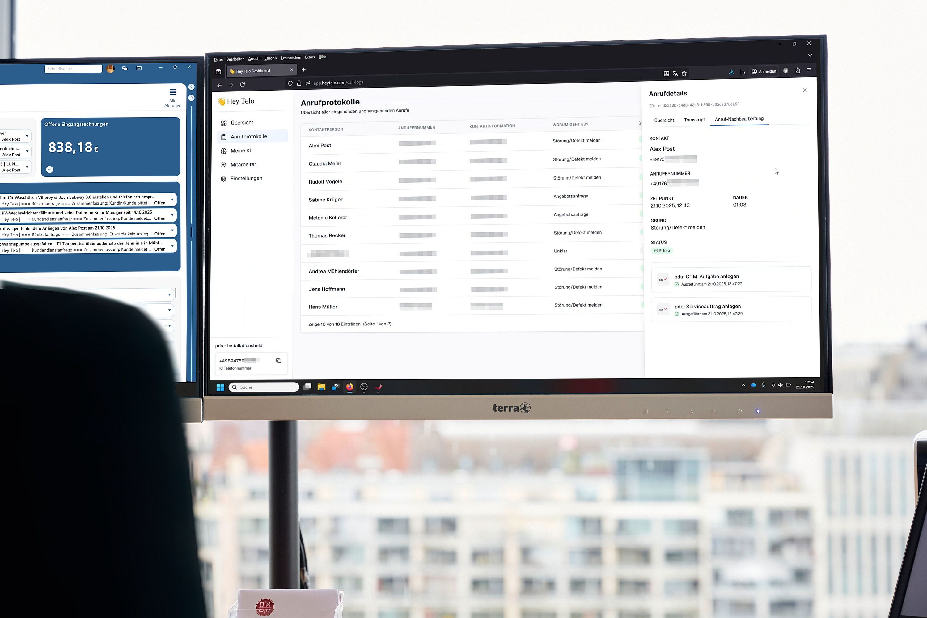 Die nahtlose Anbindung von Hey Telo ermöglicht die automatische Erfassung der Kundenanfragen aus Tel (Die Bildrechte liegen bei dem Verfasser der Mitteilung.)