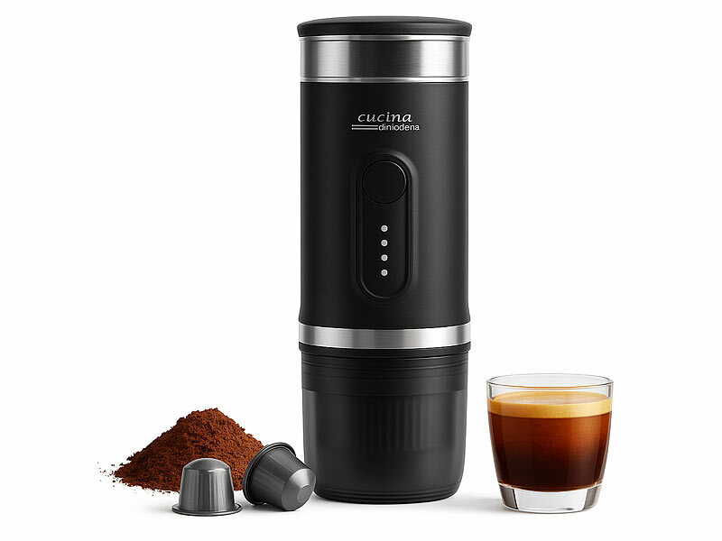 Cucina di Modena Mobile Akku-Espressomaschine mit Wasserkocher, auch für Kapseln, www.pearl.de (Die Bildrechte liegen bei dem Verfasser der Mitteilung.)