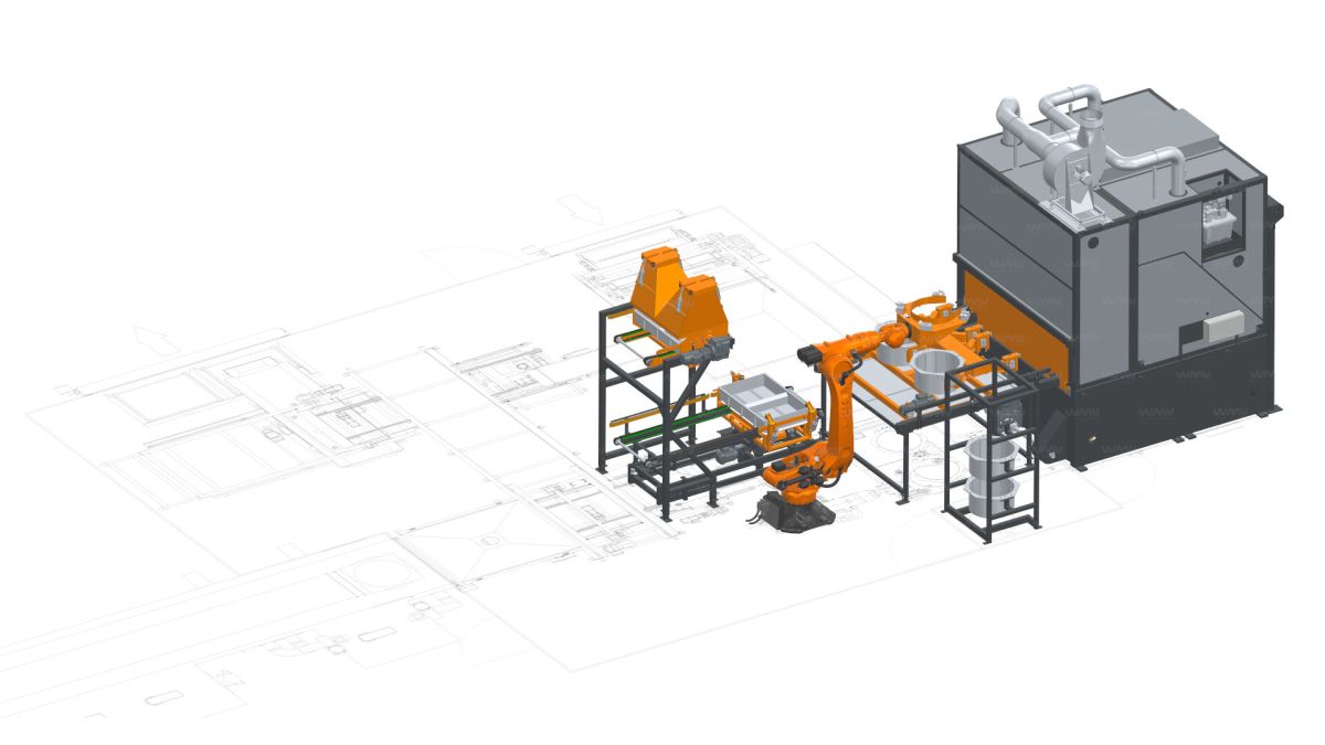 Die Roboter Automatisierung ermöglicht die kontinuierliche Beladung, Beschichtung und Entladung (© WMV GmbH)