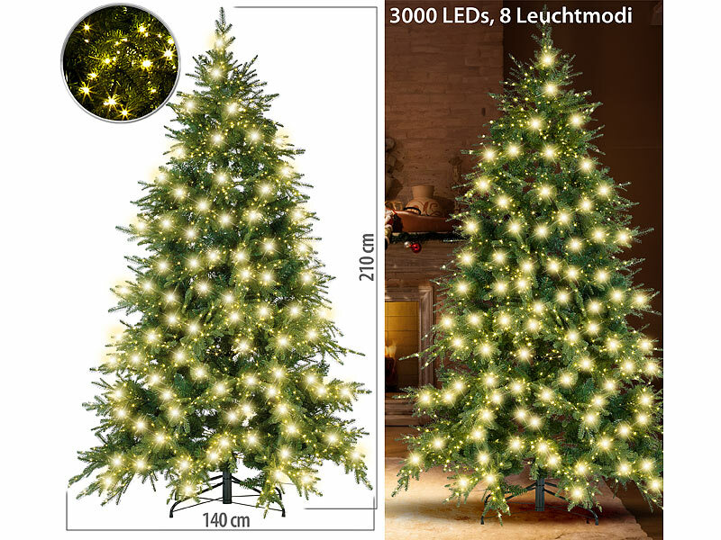 infactory Künstlicher Premium-Weihnachtsbaum mit 3000 LEDs, 8 Leuchtmodi, 210 cm, www.pearl.de (Die Bildrechte liegen bei dem Verfasser der Mitteilung.)
