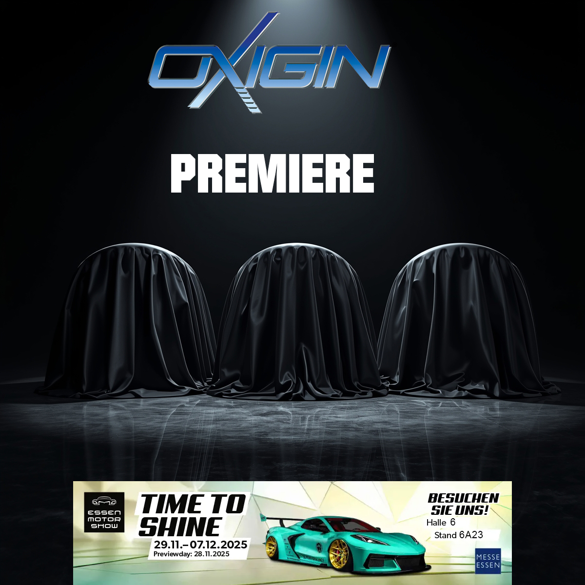 Im Zentrum des Auftritts stehen drei neue Oxigin-Räder (Die Bildrechte liegen bei dem Verfasser der Mitteilung.)