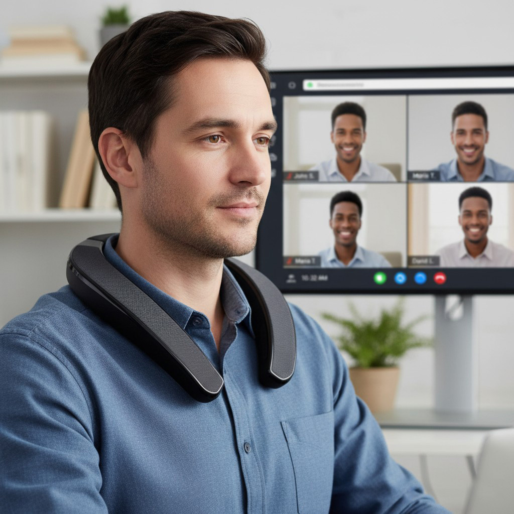 auvisio 2in1-Akku-TV-Nackenlautsprecher KH-535 mit Bluetooth, Freisprechen, MP3, www.pearl.de (Die Bildrechte liegen bei dem Verfasser der Mitteilung.)