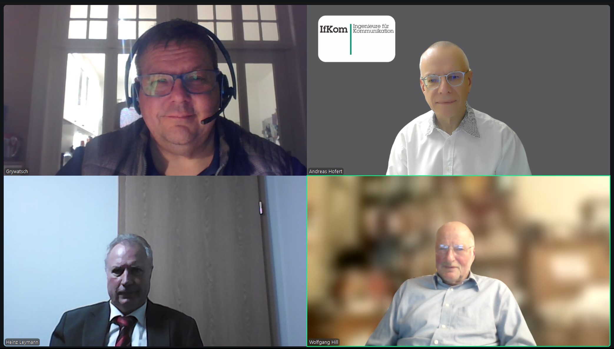 Foto: oben v.l.n.r.: Matthias Grywatsch, Andreas Hofert  unten v.l.n.r.: Dr. Heinz Leymann, Wolfgang Hill BU: IfKom