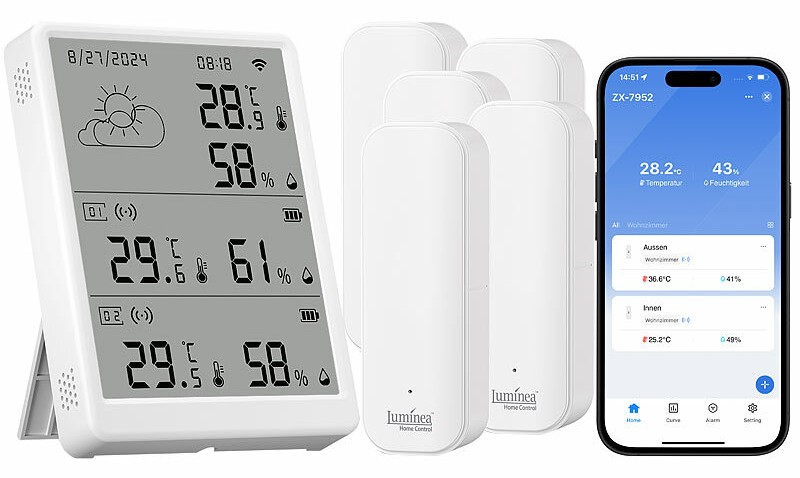 Luminea Home Control WLAN-Temperatur-& Luftfeuchtigkeits-Set TLS-100 mit Display, www.pearl.de (Die Bildrechte liegen bei dem Verfasser der Mitteilung.)