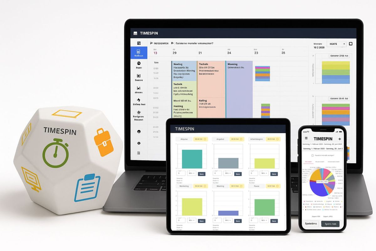 TimeSpin Zeiterfassung mit Software und Gamification Würfel Gadget.  (© TimeSpin GmbH)