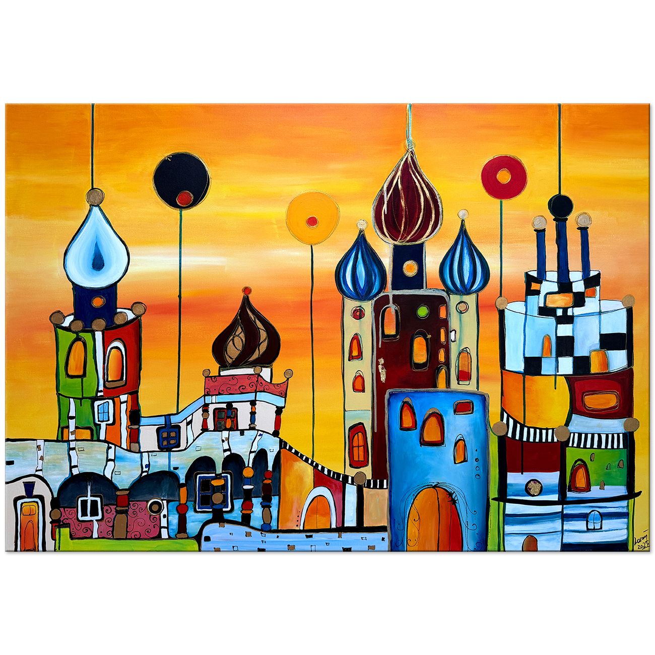 (c) Original Gemälde"Hommage an Hundertwasser" Unikat (Die Bildrechte liegen bei dem Verfasser der Mitteilung.)