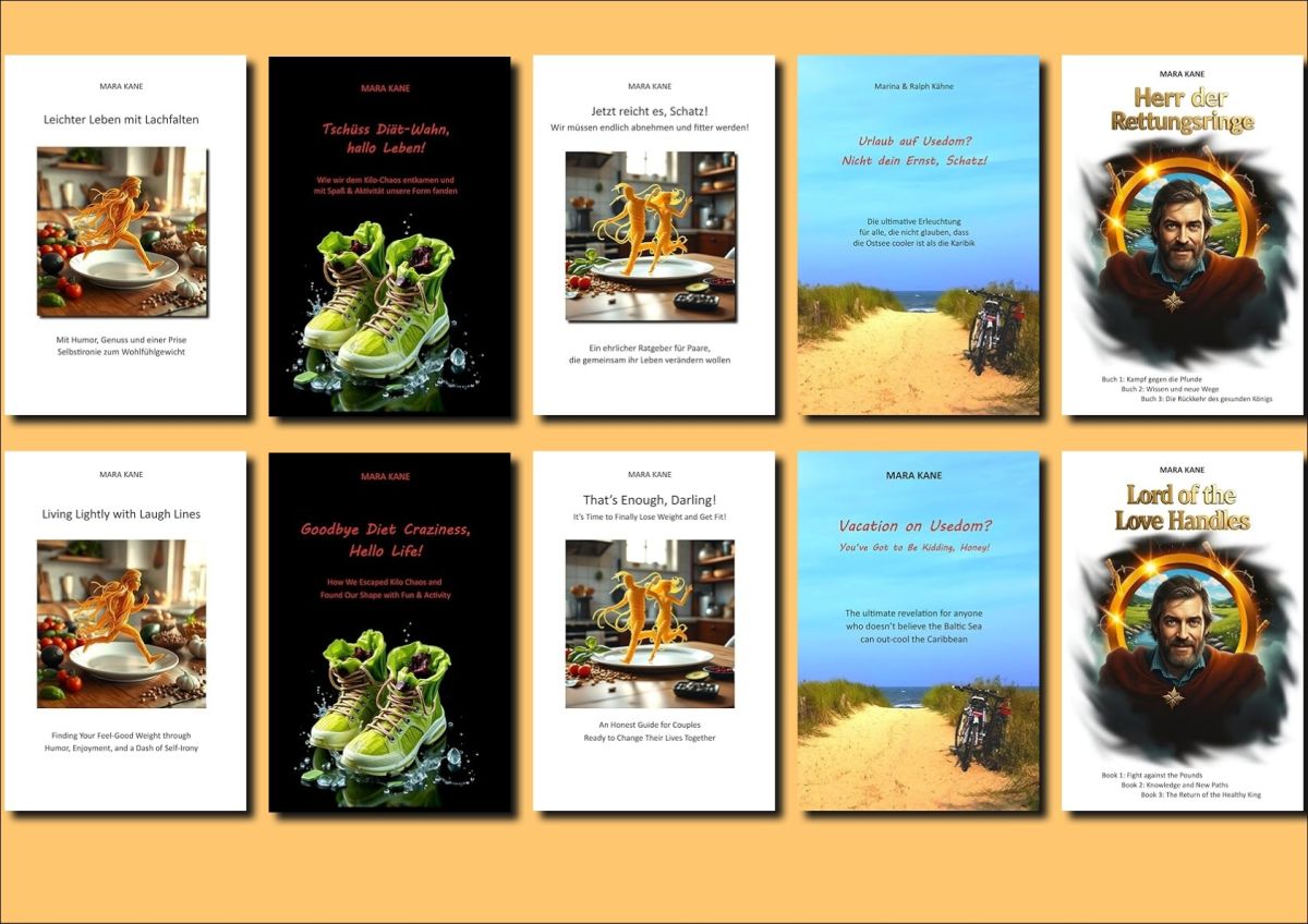 Humorvolle Ratgeber für ein leichteres Leben von MARA KANE auf Deutsch und Englisch (© MARA KANE)