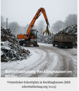 Professionelle Schrottabholung in Recklinghausen unterstützt Recycling und Rohstoffrückgewinnung.