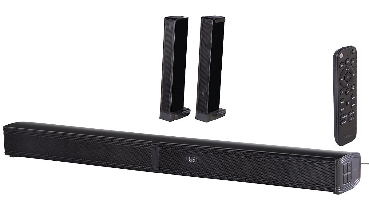 www.pearl.de / PEARL GmbH / ZX-3933 / auvisio 2.2-Soundbar MSX-720.bt, teilbar, Dual-Subwoofer (Die Bildrechte liegen bei dem Verfasser der Mitteilung.)