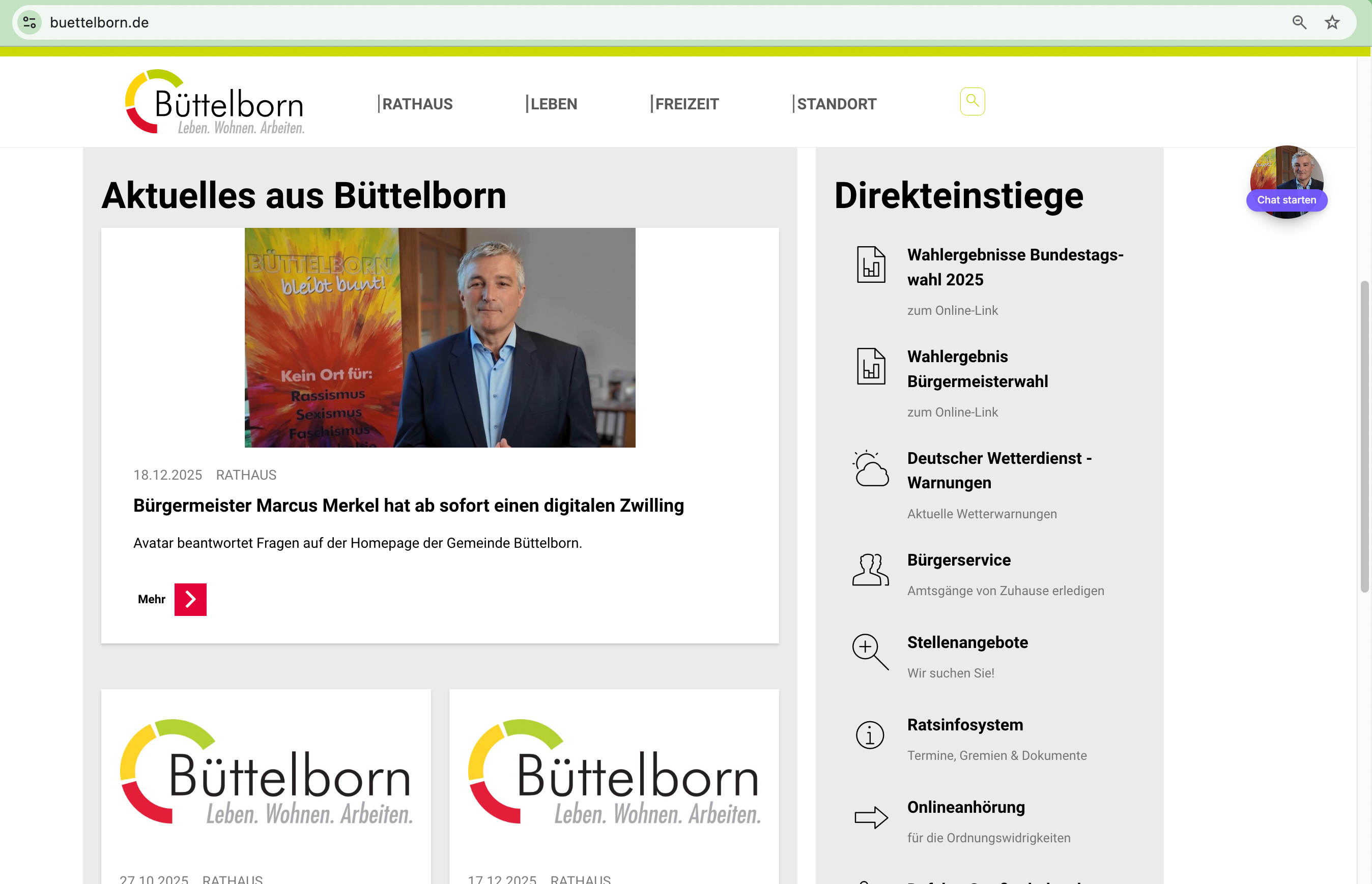 Webseite der Gemeinde Büttelborn