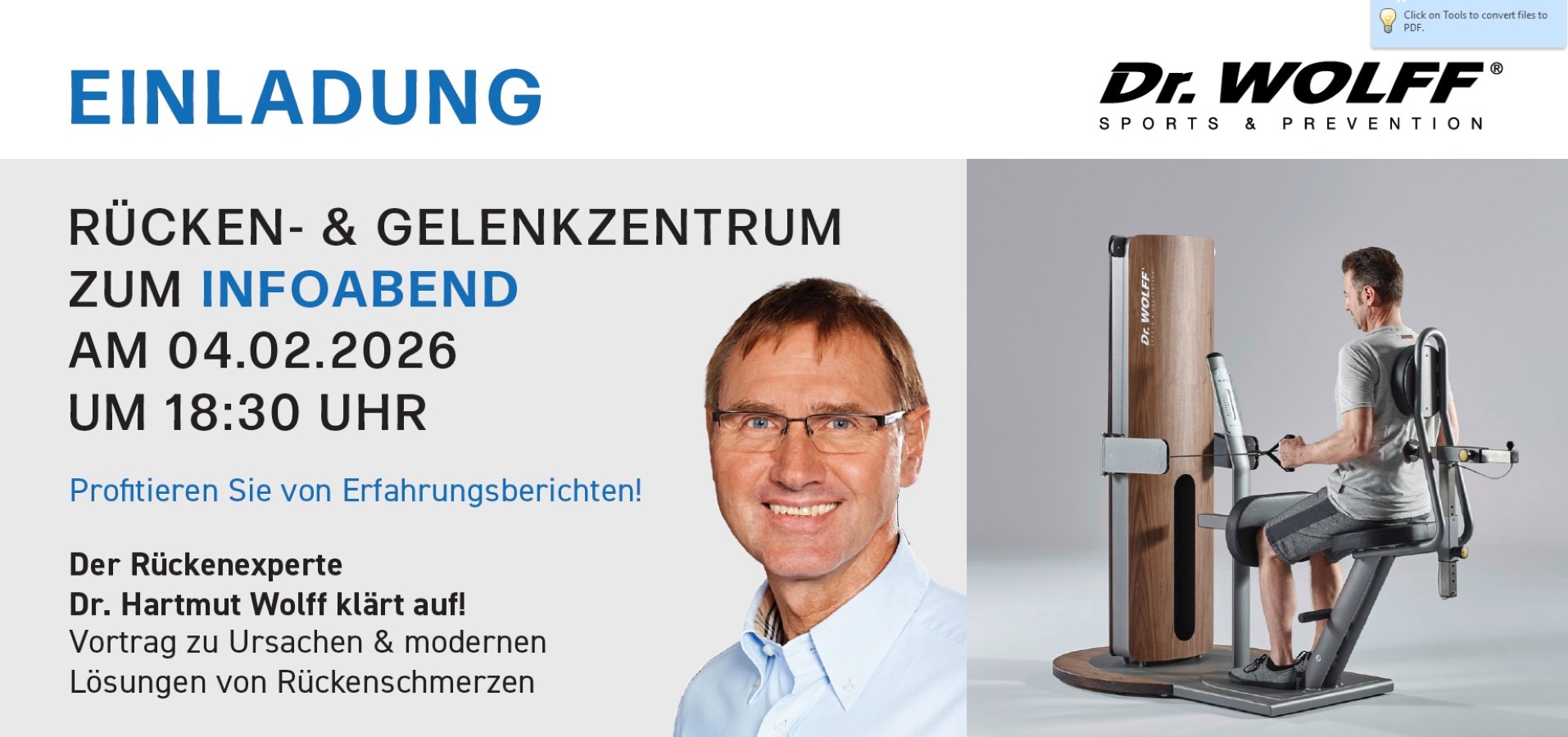 Infoabend & Seminar mit Dr. Hartmut Wolff