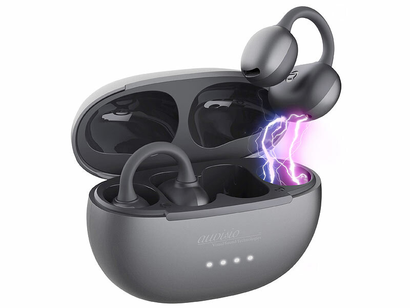 auvisio Open-Ear Clip-on-Stereo-Headset, Bluetooth 6.0, Freisprechen, Ladecase, www.pearl.de (Die Bildrechte liegen bei dem Verfasser der Mitteilung.)