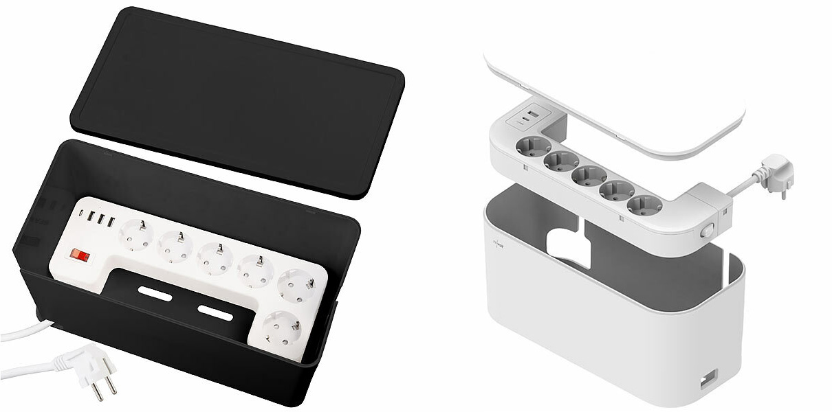 revolt 5-fach Steckdosenleiste mit Kabelbox, 1x USB-A 20 Watt QC 1x USB-C 20 Watt PD, www.pearl.de (Die Bildrechte liegen bei dem Verfasser der Mitteilung.)