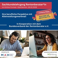 Sachkundelehrgang Rentenberater*in - Online, Start am 18.02.2026