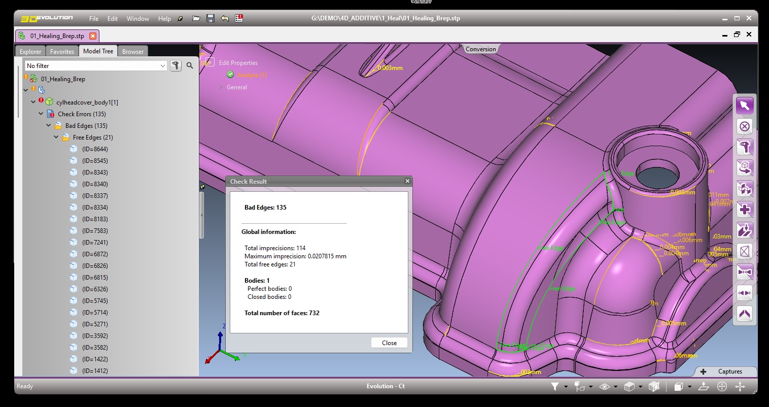Wie Korrekturfunktionen fehlerhafte 3D-Modelle automatisch reparieren (Bildquelle: CoreTechnologie GmbH)