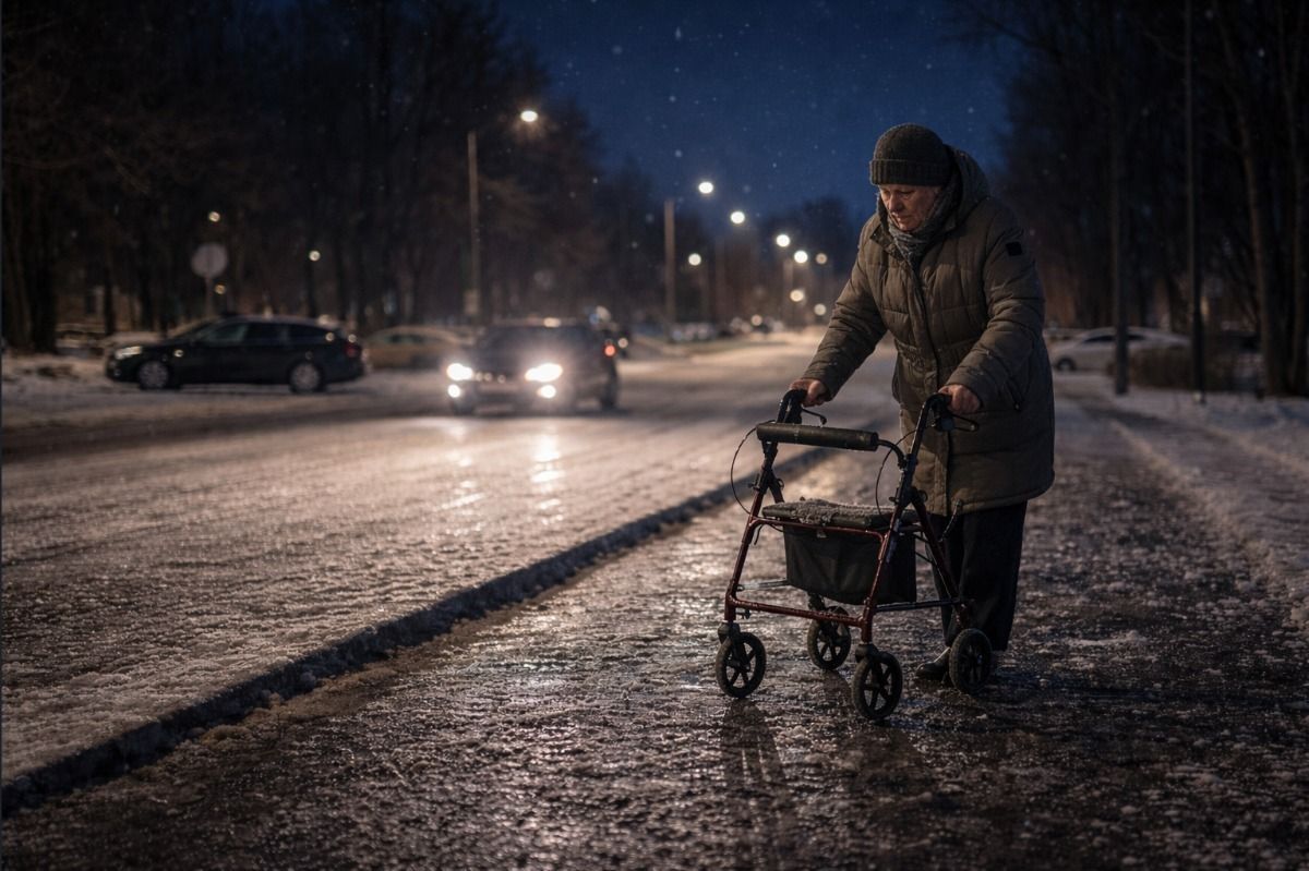 Gefahrenzone Gehweg: Fußbodenheizungen verhindern Stürze auf Zuwegen und Treppen (© Nordwærme Fußbodenheizungen/KI-generiert)