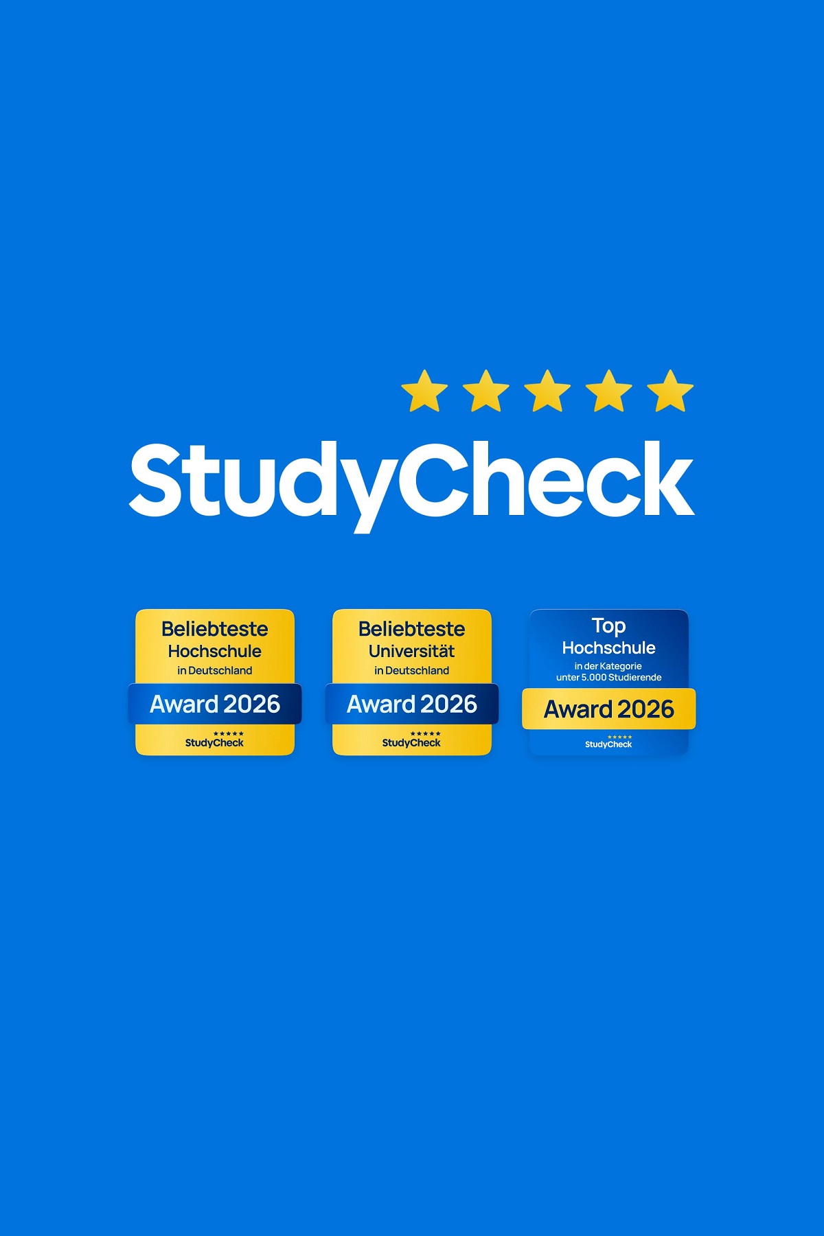 StudyCheck Award 2026 - Die ausgezeichneten Hochschulen 2026