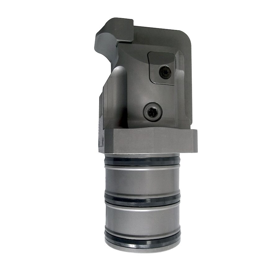 Der von ROEMHELD neu entwickelte hydraulische Kompaktspanner mit horizontalem Hub (Foto: ROEMHELD).