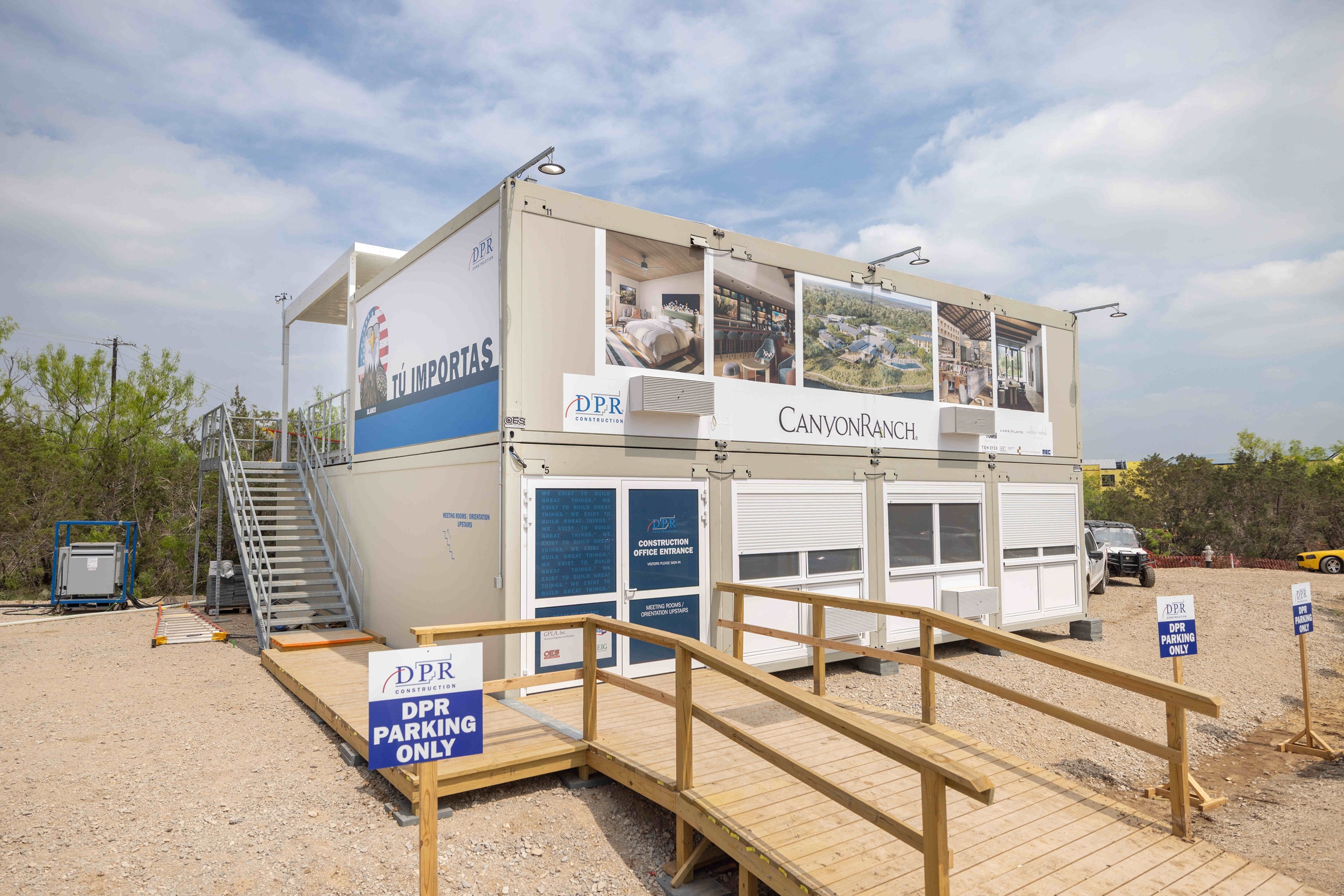 ELA Container für die Baustelle eines Hotel- und Wellnessresorts in Austin, Texas.