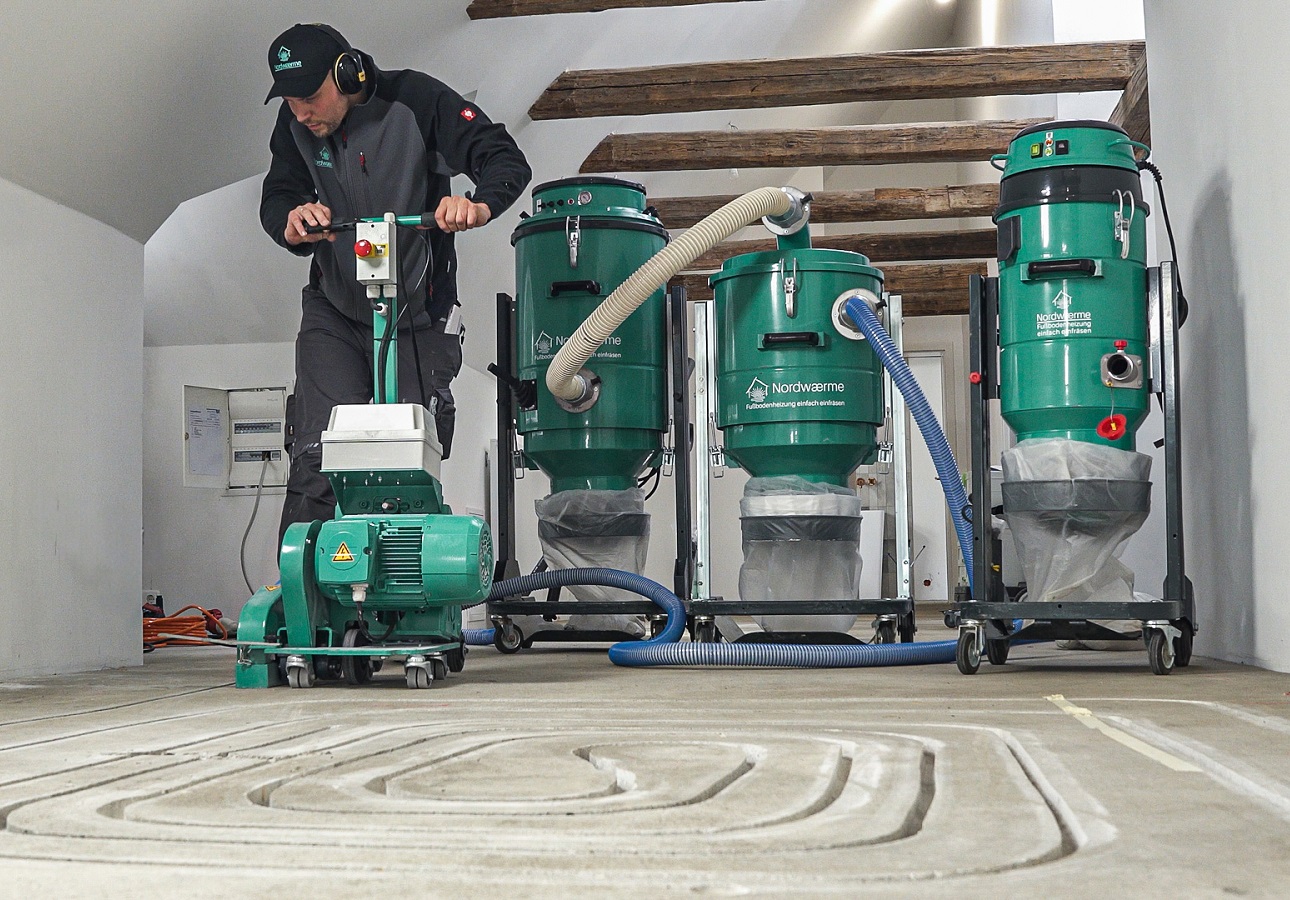 Fußbodenheizung: Nordwaerme-Fräsverfahren - Unabhängig von neuen Gesetzen Heizkosten senken und Immobilienwert steigern