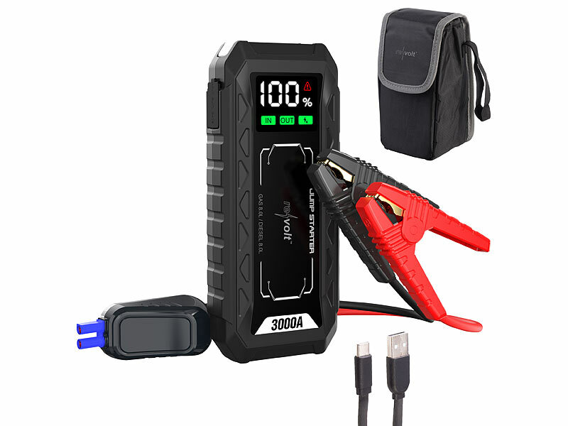 revolt 3in1-Kfz-Starthilfe& Powerbank PB-815.kfz mit 20 Ah, 3.000 A, 60 Watt PD, QDSP, www.pearl.de (Die Bildrechte liegen bei dem Verfasser der Mitteilung.)