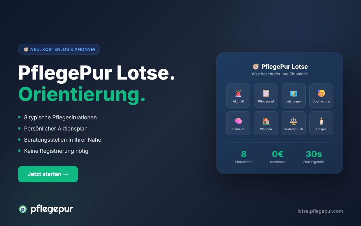Der PflegePur Lotse: In wenigen Klicks zur persönlichen Pflege-Orientierung - kostenlos und anonym. (© PflegePur)