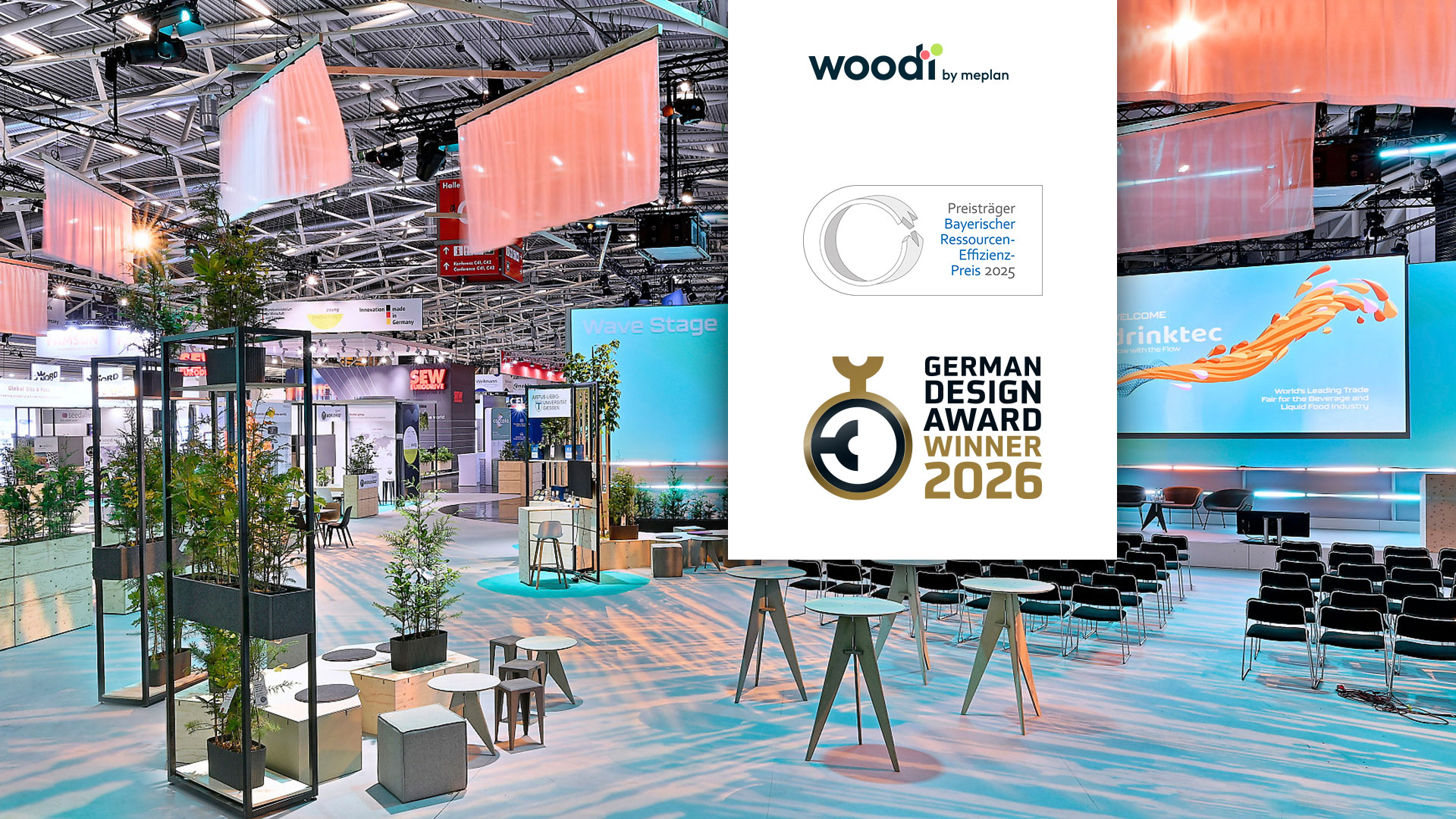 Preisgekröntes Messedesignkonzept „woodï“ (Foto: „woodï“ by meplan)