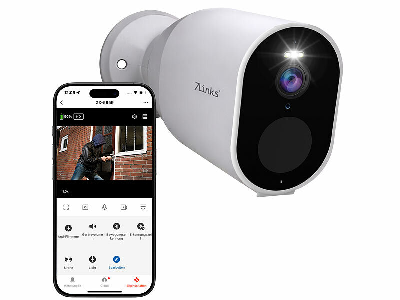 7links Akku-Outdoor-IP-Überwachungskamera IPC-930 mit 2K, Dualband-WLAN, PIR, App, www.pearl.de (Die Bildrechte liegen bei dem Verfasser der Mitteilung.)