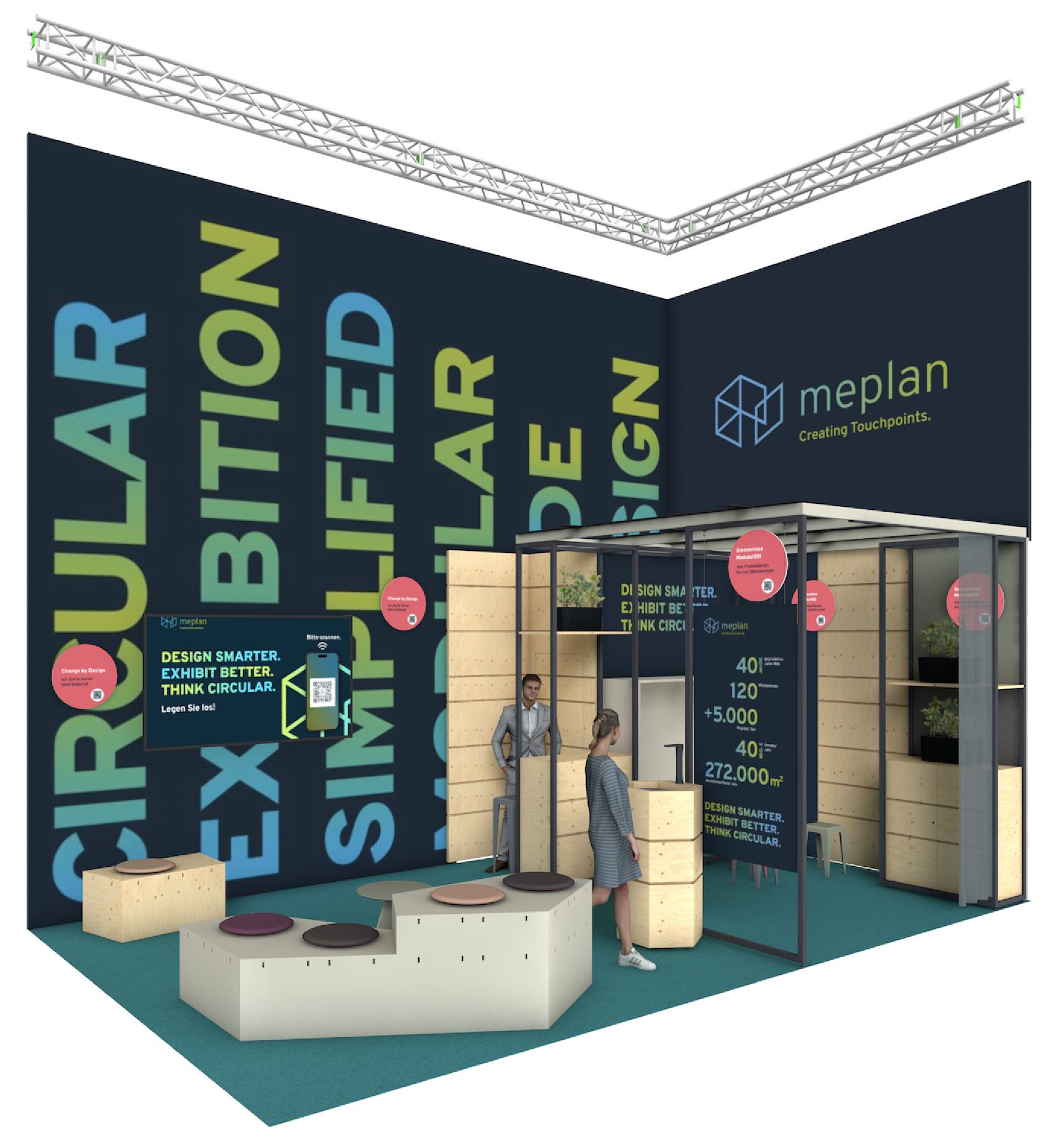 meplan Messestand auf der EuroShop 2026 (Rendering: meplan)