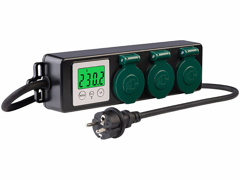 revolt 3-fach-Outdoor-Steckdosenleiste& -Energiekostenmesser, 3.680 Watt, IP44, www.pearl.de (Die Bildrechte liegen bei dem Verfasser der Mitteilung.)