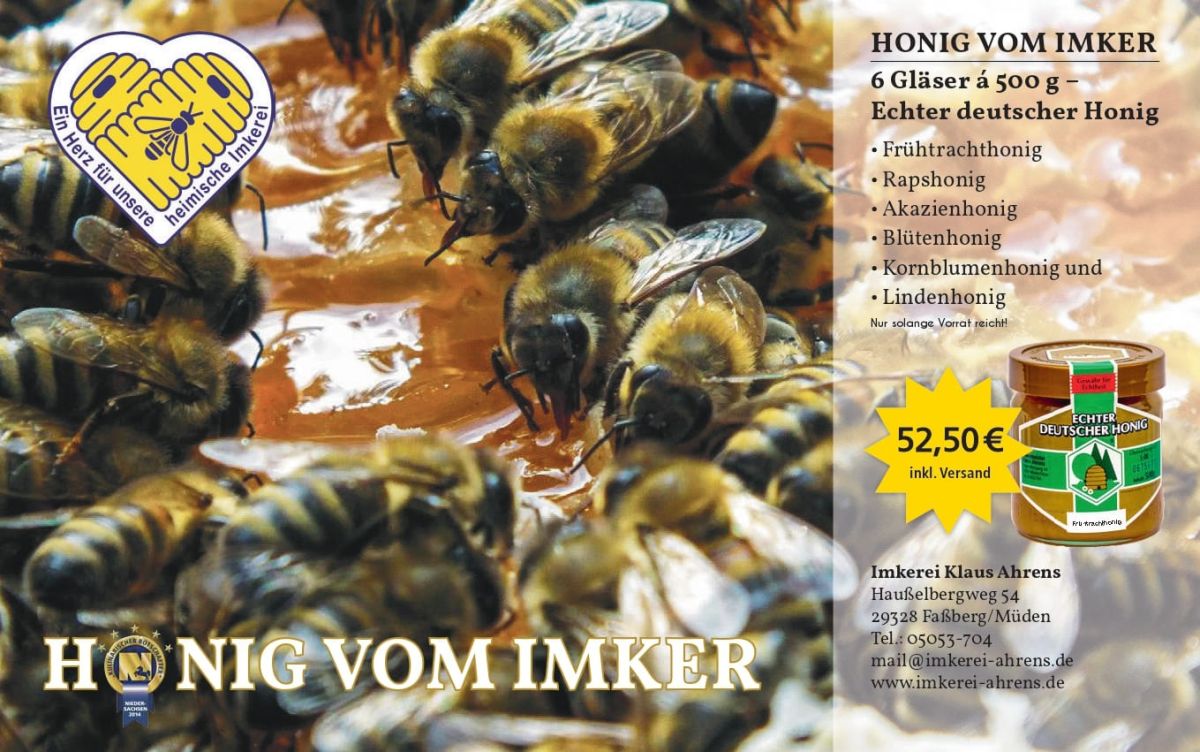 Kaufen sie Echter Deutscher Honig aus unserer Berufsimkerei Ahrens (© Imkerei Ahrens Deutscher Honig)