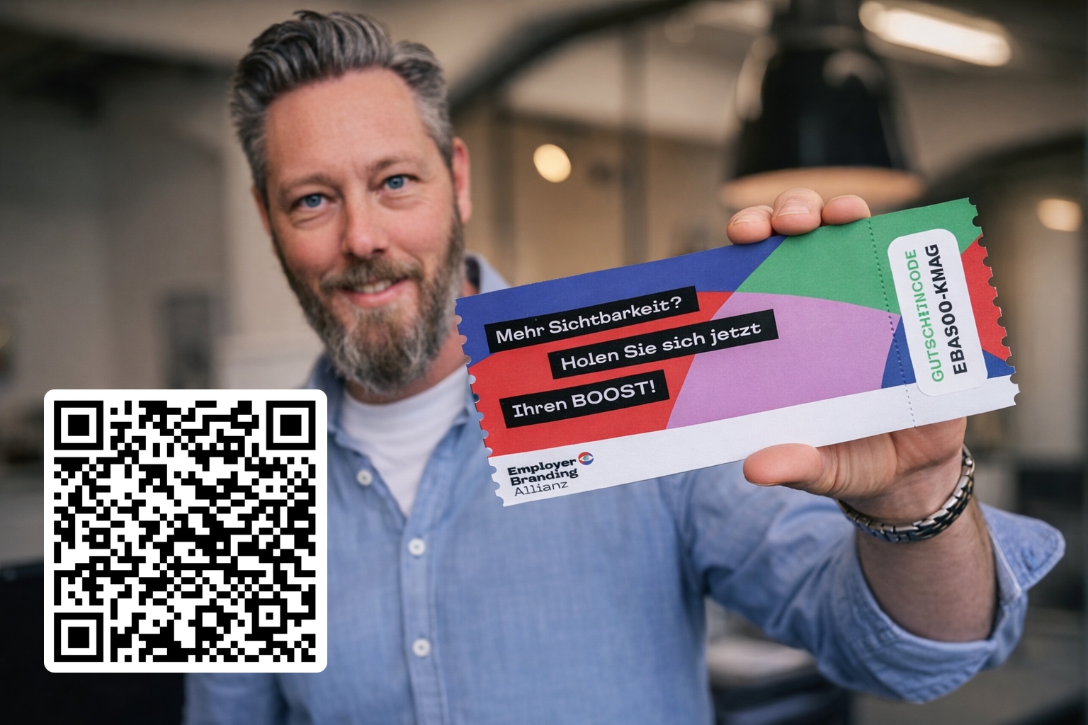 Tobias Herrmann mit dem 500€Gutschein für Neukunden (Die Bildrechte liegen bei dem Verfasser der Mitteilung.)