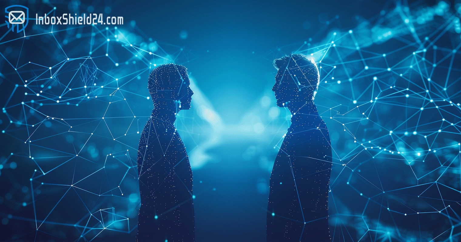 Abstrahierte Geschäftspartner, verbunden durch ein digitales Netzwerk (Die Bildrechte liegen bei dem Verfasser der Mitteilung.)