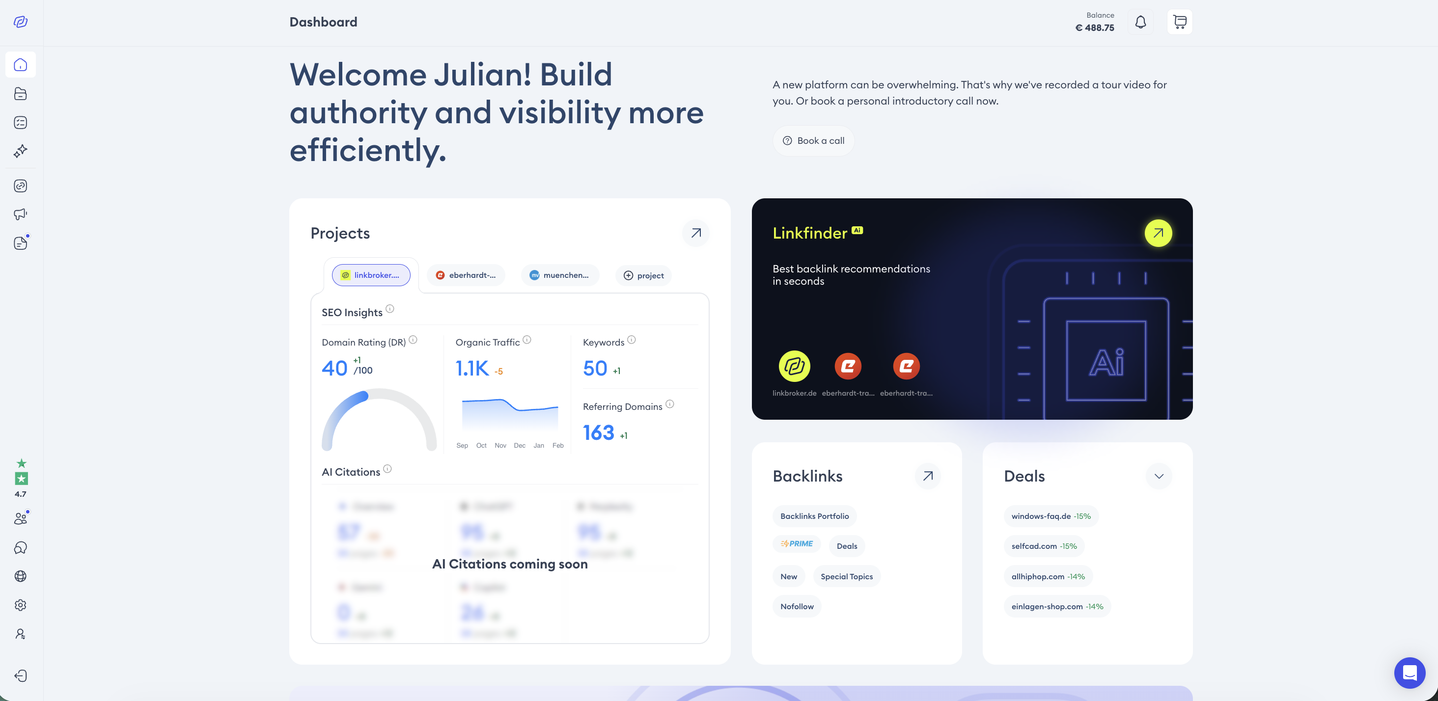 Linkbroker Dashboard: EInführung in die neue GEO-Plattform für Backlinks & Digital PR