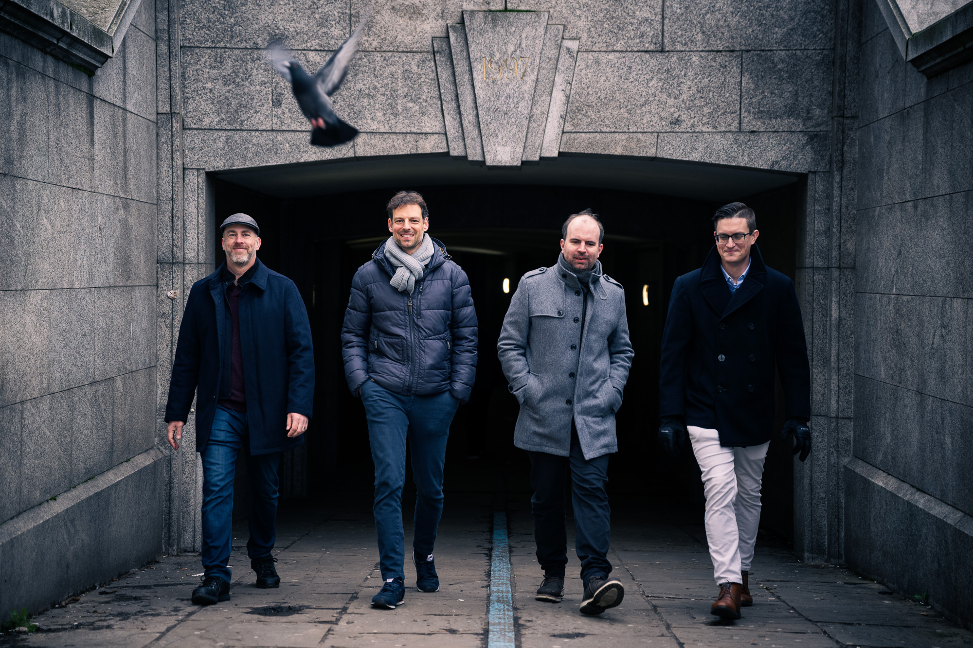 Andreas Graf (2.v.l.) mit den Filmkomponisten David Kudell, Christoph Zirngibl und Andrew M. Smith (Bildquelle: Tom Baumann& Epic Lab Media)