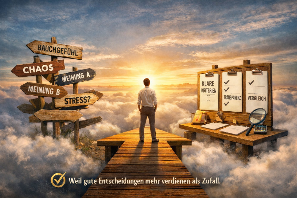 Struktur schafft Klarheit – gute Entscheidungen brauchen mehr als Bauchgefühl.