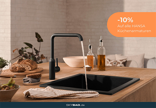 Moderne Hansa-Spültischarmatur–im März bei Skybad mit 10 % Rabatt. (Die Bildrechte liegen bei dem Verfasser der Mitteilung.)
