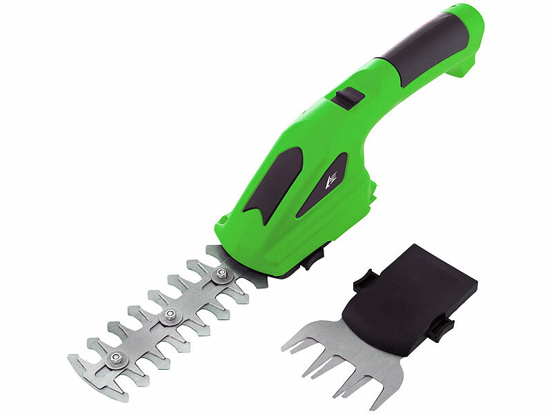 AGT Akku-Gartenschere mit 2 Aufsätzen, 1.500 mAh, 7,2 Volt, grün, www.pearl.de (Die Bildrechte liegen bei dem Verfasser der Mitteilung.)