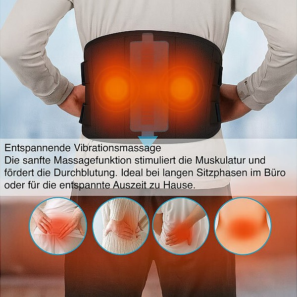 newgen medicals Kabelloser Rücken-Wärmegürtel mit Massagefunktion, 5 Heizstufen, Akku, www.pearl.de (Die Bildrechte liegen bei dem Verfasser der Mitteilung.)