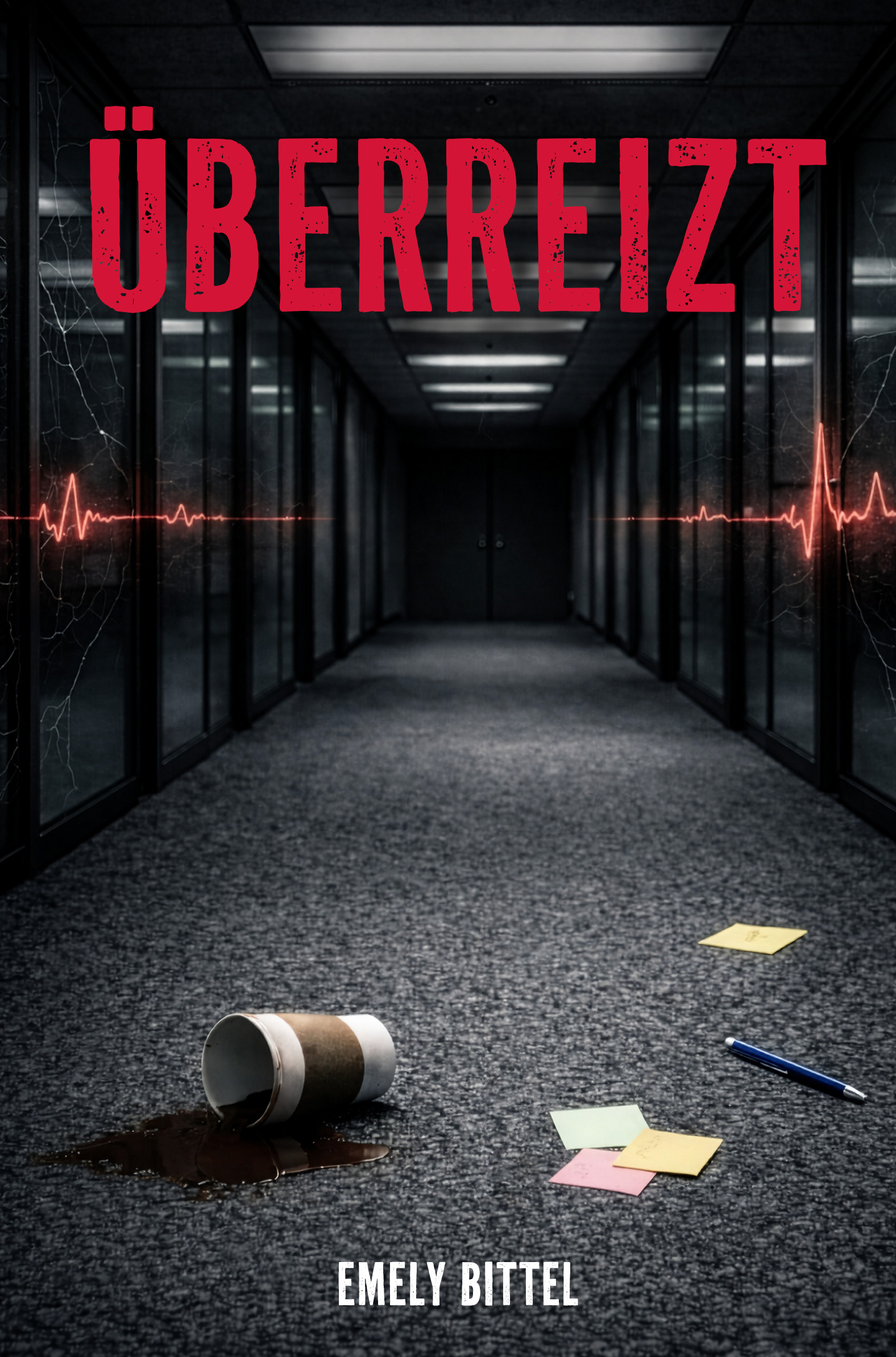 Cover des Psychothrillers „ÜBERREIZT“ von Emely Bittel