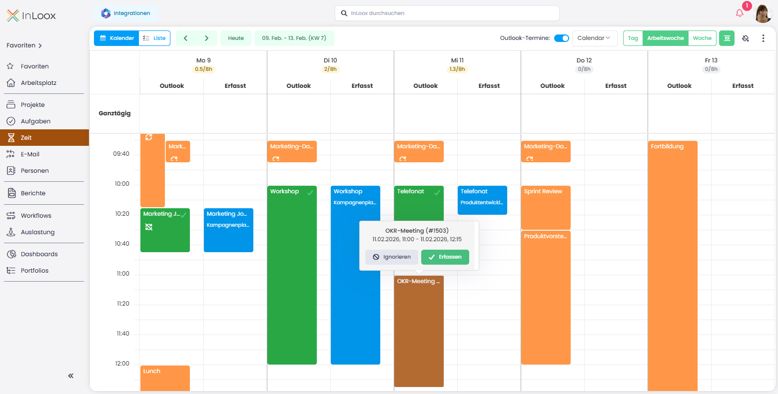 InLoox 26.1 Synchronisation der Aufgaben (Die Bildrechte liegen bei dem Verfasser der Mitteilung.)