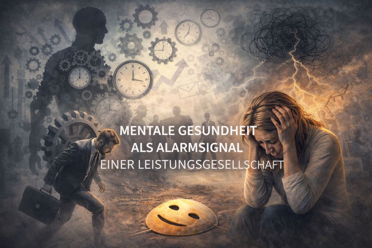 Mentale Gesundheit als Alarmsignal einer Leistungsgesellschaft (© selbst auf ChatGPT erstellt)