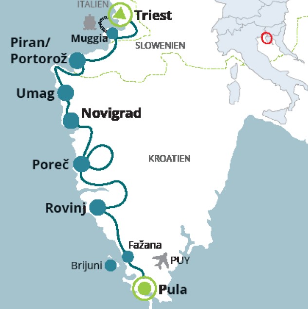 Radreise von Triest nach Pula (Die Bildrechte liegen bei dem Verfasser der Mitteilung.)