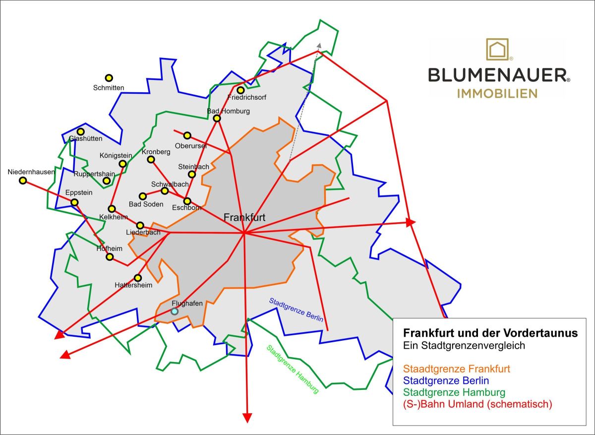 Stadtgrenzenvergleich Frankfurt-Belin-Hamburg (© Grafik BLUMENAUER)