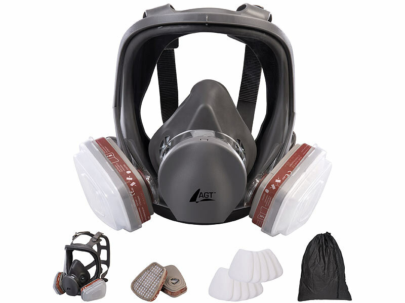 AGT Vollgesichts-Atemschutzmaske AS-110 mit 2 Gasfiltern und 10 Partikelfiltern, www.pearl.de (Die Bildrechte liegen bei dem Verfasser der Mitteilung.)